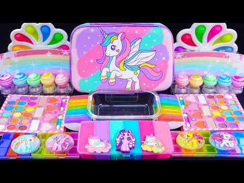 ASMR Unicorn Rainbow Slime mixing Eyeshadow,Glitter &Random things into slime #Satisfying #slimeasmr