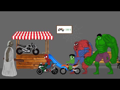 Spiderman vs Granny hulk Bike Challenge - Funny Animation