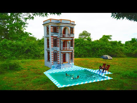 [Full video] Build Three-Story Mud Resort House and Pool Design