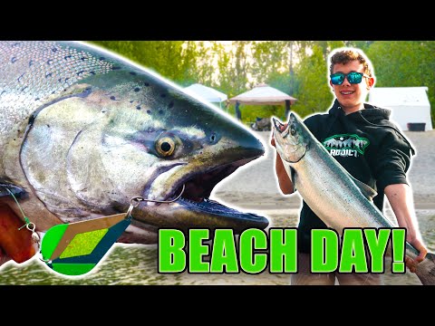 BANK Fishing For Columbia RIVER SALMON (Plunking Triple Wobblers)