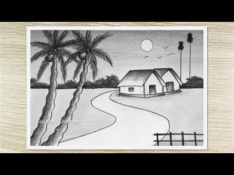 How to draw scenery of winter season, Pencil Drawing for Beginners