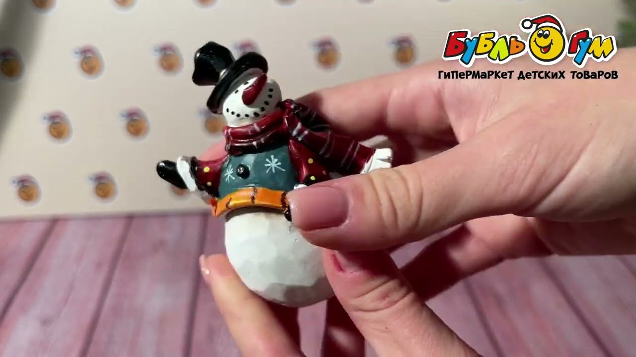 Декор статуэтка Снеговик ретро 8см в ассортименте - видео