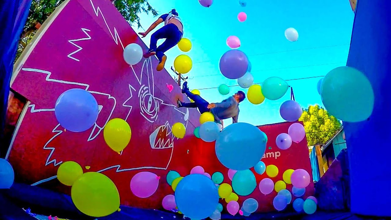 1, 000 BALLOONS ON A TRAMPOLINE w/ Sam & Colby
