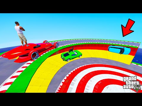 FRANKLIN TRIED THREE WAY LOOP PARKOUR RAMP CHALLENGE GTA 5 | SHINCHAN and CHOP