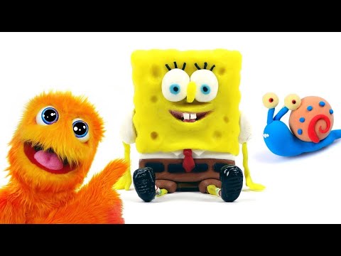 Spongebob Squarepants Play-Doh STOP MOTION video w/ Patrick & Gary!