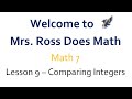 Comparing and Ordering Integers