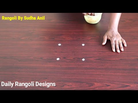 Very Simple #Kolam With 2*2 Dots | Cute #Kolangal Easy #Muggulu #Rangoli Art | Daily Rangoli Designs