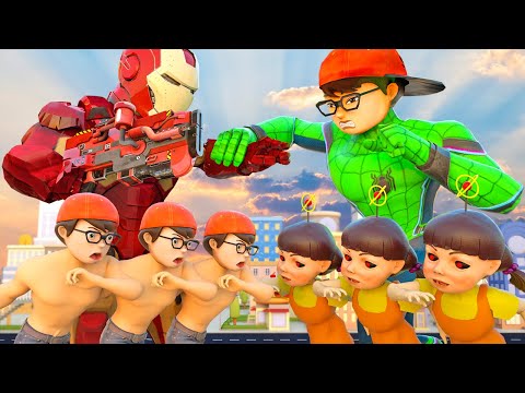 Nick Spiderman And Ironman Battle - Nick Gym - Doll Squid Game  |  Scary Teacher Unicorn 2025