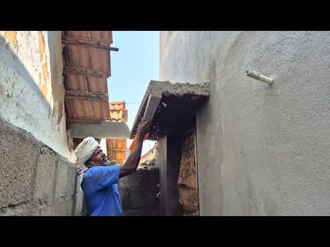 Plastering Techniques_Outside Lintel Sunshade Perfect Plastering with Cement Mixing|Loft Plastering