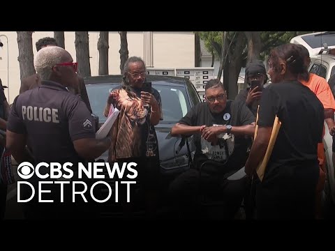 YouTube video thumbnail: Detroit Police Officers Talk gun Violence Prevention With Residents