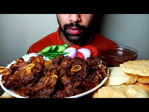 SPICY MUTTON BUNA AND RICE EATING SHOW@Hungry Piran
