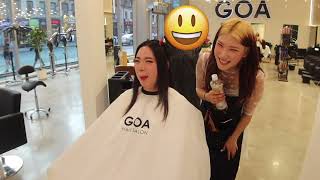 my mom helps me cut my subscriber's hair!