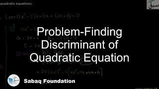 Problem on Finding Discriminant of Quadratic Equation