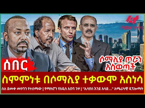 Ethiopia - ስምምነቱ በሶማሊያ ተቃውሞ አስነሳ፣ ሶማሊያ ጦሯን አስወጣች፣ ስለ ደመቀ መኮንን የተሰማው፣ ''ኢሳያስ እንደ አሳድ…'' አሜሪካዊ ዲፕሎማት