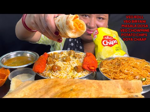 Eating 😋😋 Veg Biryani, Masala Chaap, Veg chow mine, Masala Dosa I Food challenge | foodie Gd