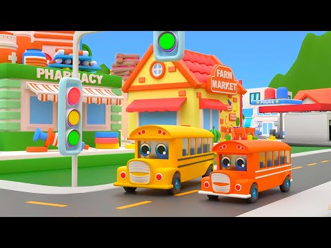 Wheels on the bus, baby shark - fun cars cartoon for kids - Nursery Rhymes & Kids Songs