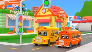 Wheels on the bus, baby shark - fun cars cartoon for kids - Nursery Rhymes & Kids Songs