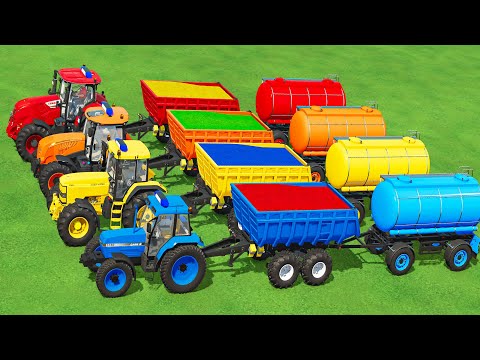 CASE & JOHN DEERE & CLAAS & McCORMICK TRANSPORT BATTLE WITH Sunflower & TANKER! Farming Simulator 22