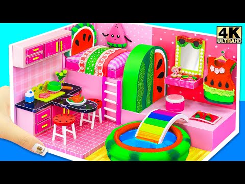 Build the Cutest Watermelon House With Pool & Rainbow Bridge 🍉🌈 DIY Miniature House