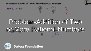 Problem-Addition of Two or More Rational Numbers