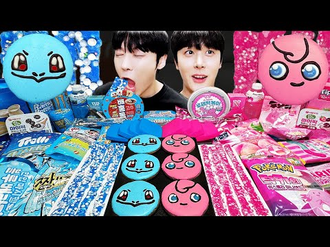 ASMR MUKBANG | 직접 만든 갤럭시 꿀젤리 핑크 블루 디저트 아이스크림 먹방 & DESSERT GALAXY HONEY JELLY CANDY