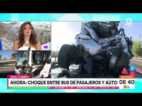 Impactante choque de automóvil y bus de pasajeros en Lampa | Tu Día | Canal 13