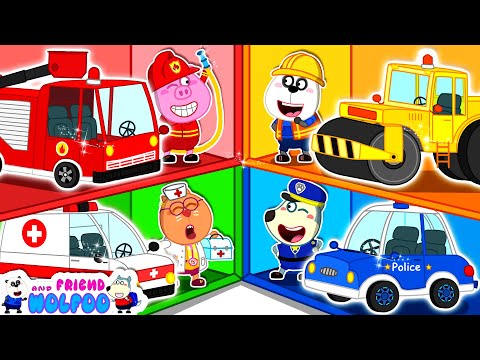 Four Colors Car Garage Adventure🚗🏁 Let's Play Toy Cars with Wolfoo and Friends | Kids Videos
