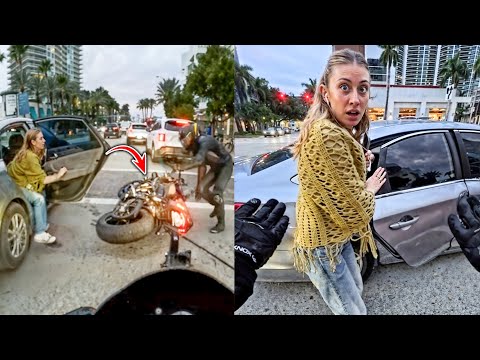 GIRL TAKES DOWN BIKER - GETS CONFRONTED | MOST EPIC & CRAZY MOTORCYCLE MOMENTS 2025 - #104