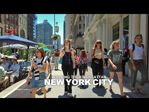 New York Manhattan Summer Walk, Lafayette Street, Broadway, SoHo, City Hall and Union Square, 4K