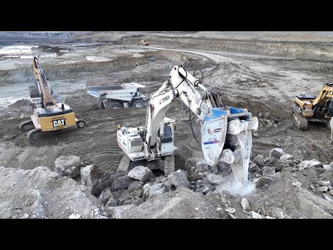 Terex RH30F And Caterpillar 385C Excavators Working On A Mining Area - Sotiriadis/Labrianidis - 4k