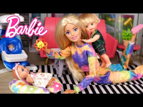 Familia Barbie y Ken Rutinas de Mañana y Noche con Nueva Bebe