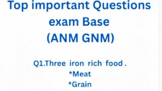 Exam questions ll VVI ANM GNM Exam base#ANM#GNM#anmnursing 