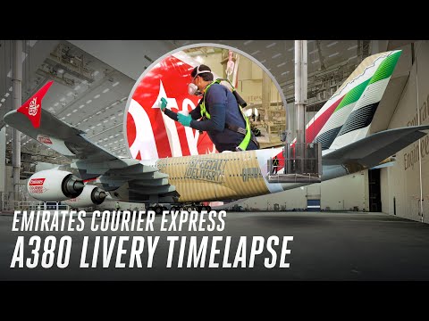 Unwrapping Our Brand New Emirates Courier Express A380 | Livery Timelapse