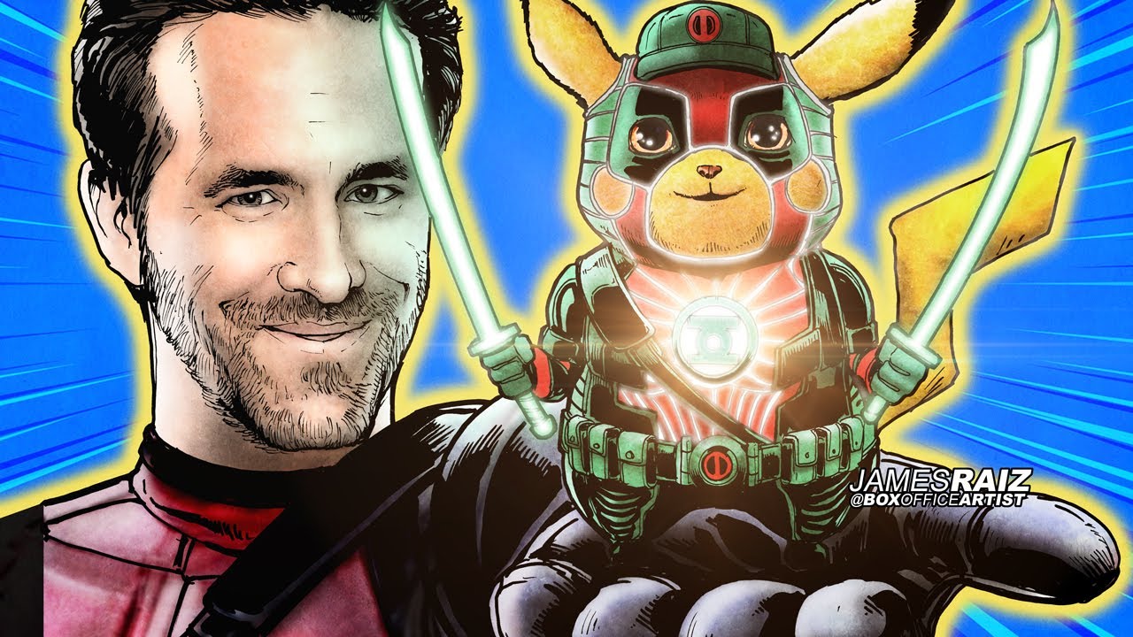 Drawing detective pikachu + deadpool + green lantern character fusion!