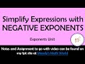 Simplifying Expressions with Negative Exponents