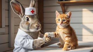 Mama Cat Got Hurt During Rainstorm. Then Kitten & Wolf Did Something Unbelievable To Help Her 💔🌧️🐺🐱