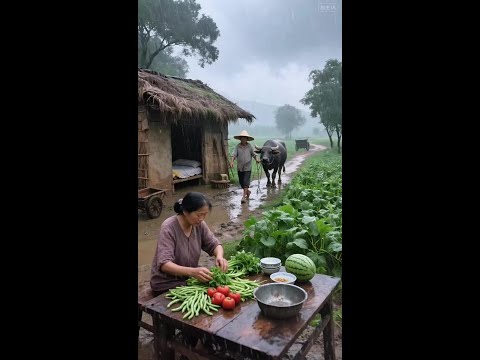 雨落瓜田,藏著農村獨有的溫柔。農村的歲月，沒有喧囂，只有相互陪伴的寧靜，這是最動人的生活#記錄我的農村生活 鄉村田園生活 #