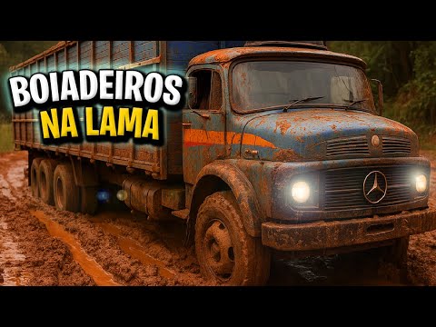 Boiadeiros na Lama: Caminhões Enfrentam Atoleiro Após Forte Chuva