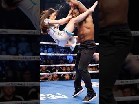 A kung fu girl was defeated by a strong man and instantly turned into a KO champion #kungfu #fight