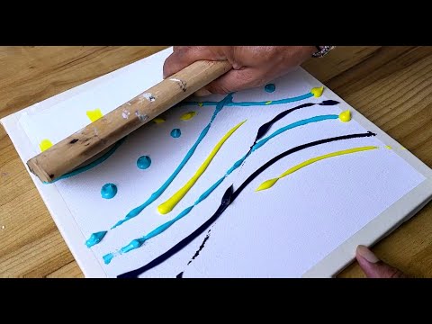 Easy Acrylic Painting Technique / Abstract Landscape Painting Using Squeezee