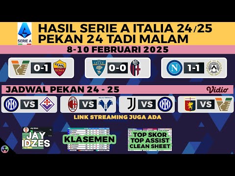 HASIL LIGA ITALIA TADI MALAM - VENEZIA VS AS ROMA - NAPOLI VS UDINESE - SERIE A 2025 HARI INI