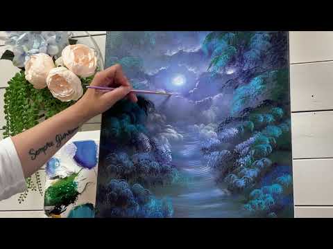 How To Paint MOONLIGHT / Step by Step Tutorial for beginners ~ acrylic