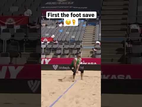 What a super save? #volleyballworld #volleyballsave #footsave #beachprotour2022