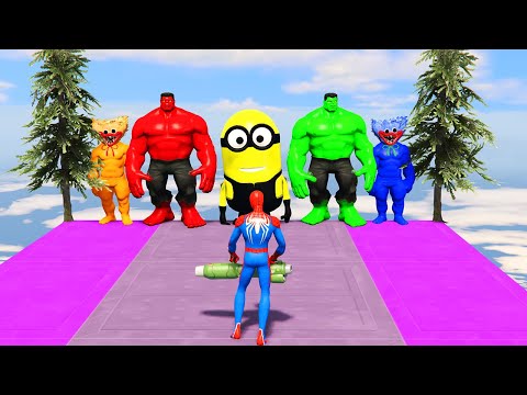 GTA 5 Epic Ragdolls SPIDERMAN VS SUPERHEROES AND MINIONS | Euphoria Physics Funny/Fails ep.12