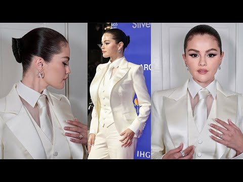 Selena Gomez Suits up in White Tuxedo at Palm Springs Film Festival Awards