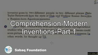 Comprehension-Modern Inventions-Part 1
