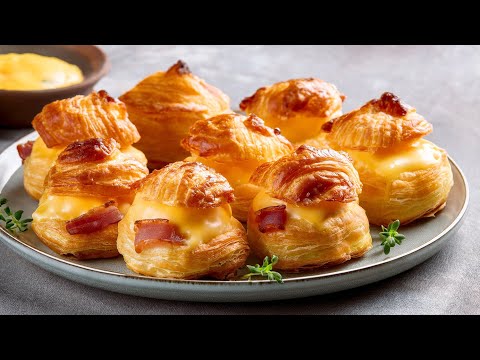 CHEESE BACON PUFFS– die knusprigen Käse-Schinken-Schnecken sind ein herzhafter Fingerfood-Hit 🧀🥓