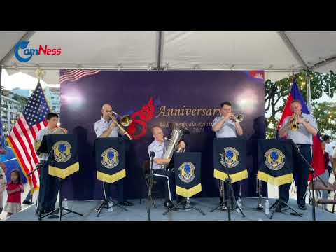 YouTube video thumbnail:  US Brass Band Excites Riverfront Crowd for 75 Years of Relations
