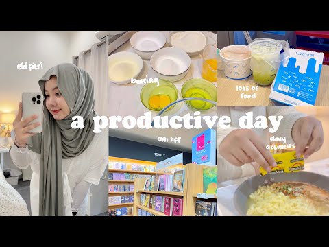 A PRODUCTIVE DAY⋆𐙚₊♡ 🧸ramadhan vlog,baking nastar,book store,lots of food,uni vlog,strolling around