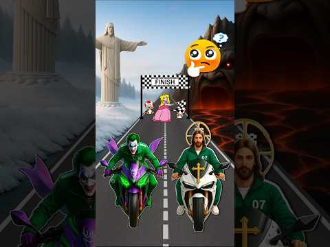 Jesús ✝️ vs Joker 🤡: ¡La carrera del destino! 🏁🔥 #Jesús #Shorts